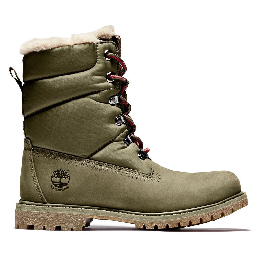 Timberland 6-Inch Μποτακια Γυναικεια Ελιά - Premium Leather/Fabric Waterproof - Greece 6057941-RL